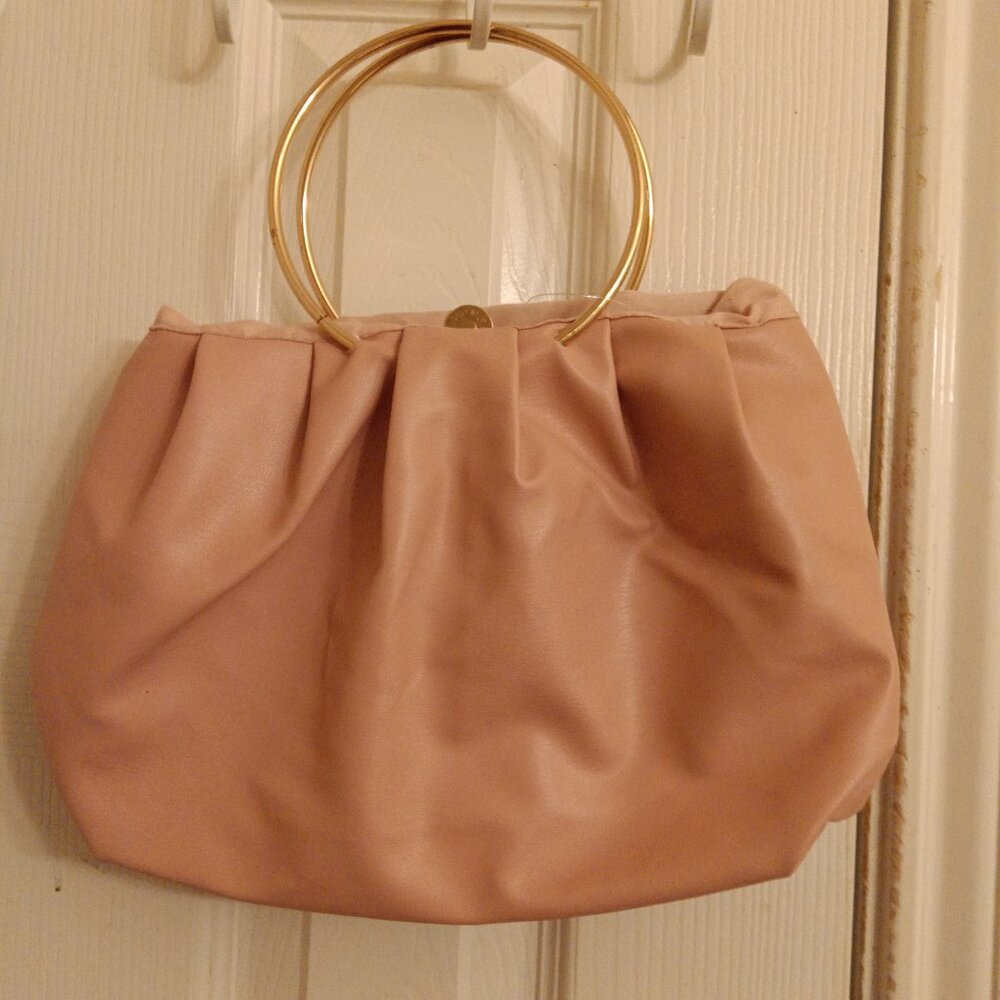 Light Pink Ruched Ring Handle Bag